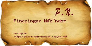 Pinczinger Nándor névjegykártya